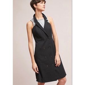 Anthropologie Maeve Black Gray Double Button Dress NWOT